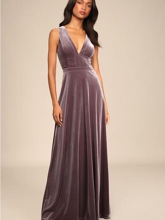 Lulus Dresses & Skirts - Lulus Sleeveless Velvet V-Neck Maxi Dress in Mauve large NWT